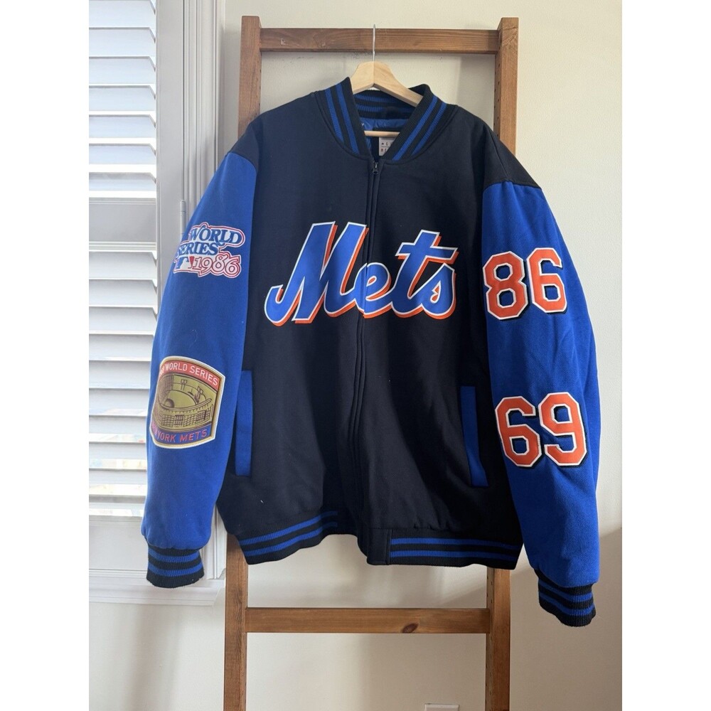 Y2K New York Mets Jacket Men's XXL World Series Champs (2-Time) Wool Bomber GIII